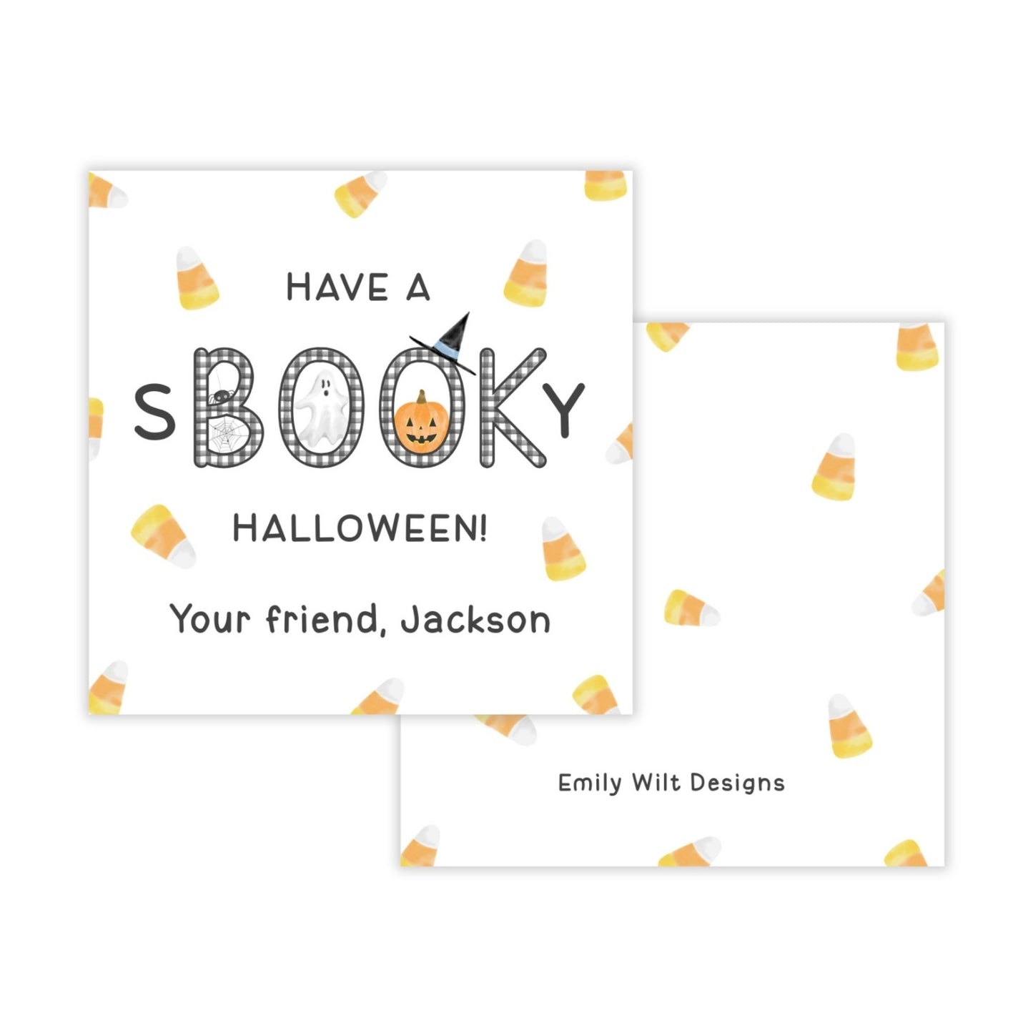 Kids Halloween Tags or Stickers - Book (Black)