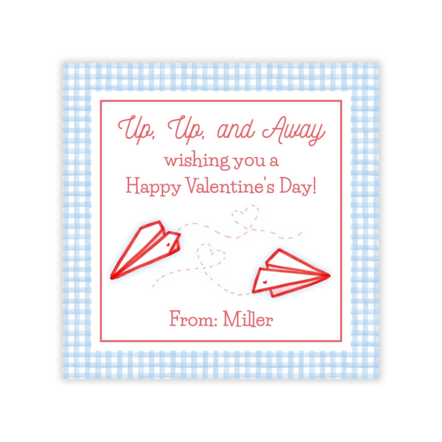 Paper Airplane Valentine (Blue)