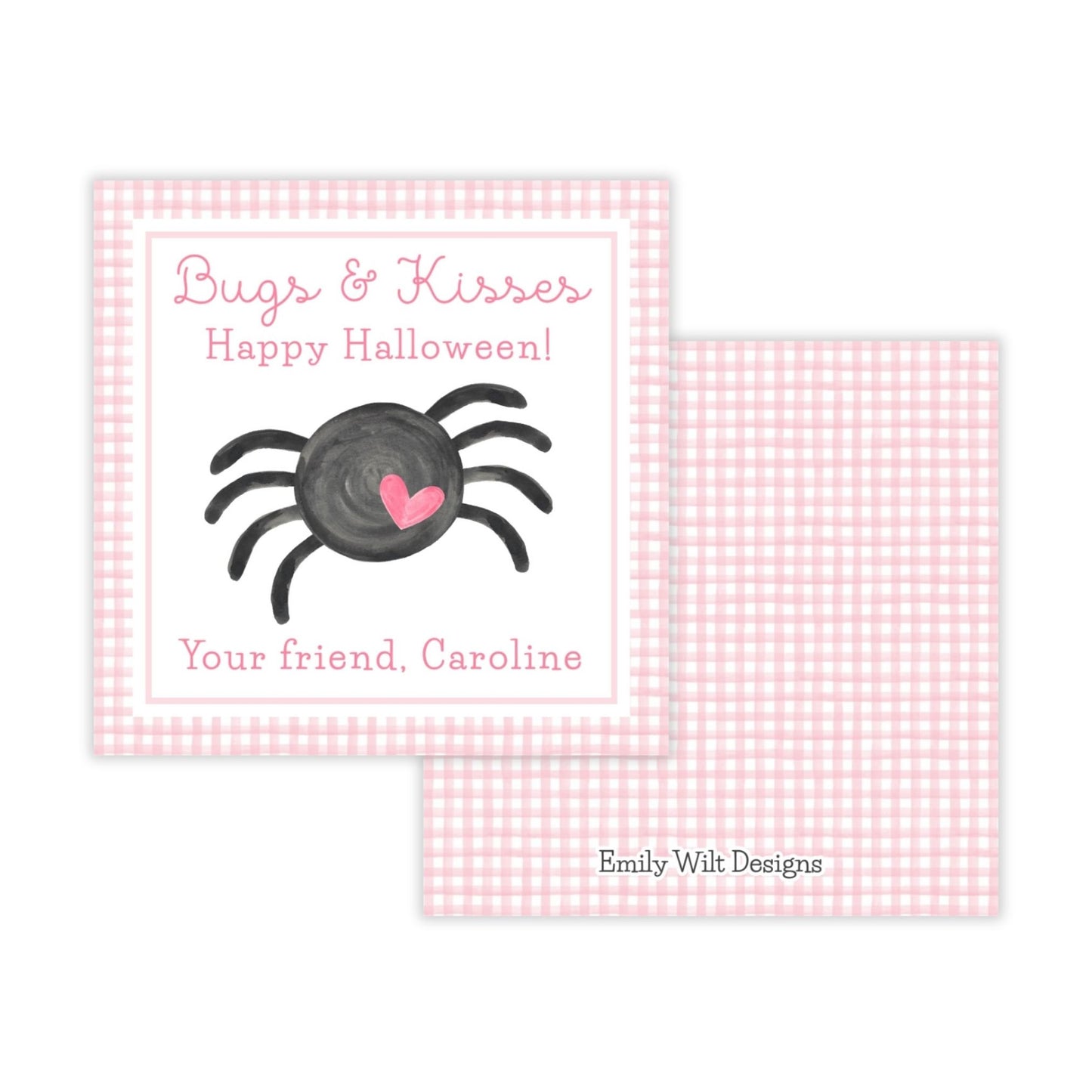 Kids Halloween Tags or Stickers - Bugs & Kisses (Pink)