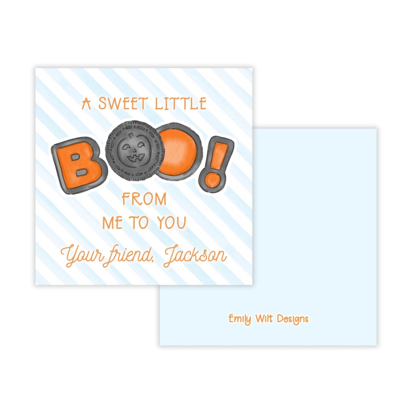 Kids Personalized Halloween Treat Tag - BOO Cookies (Blue)