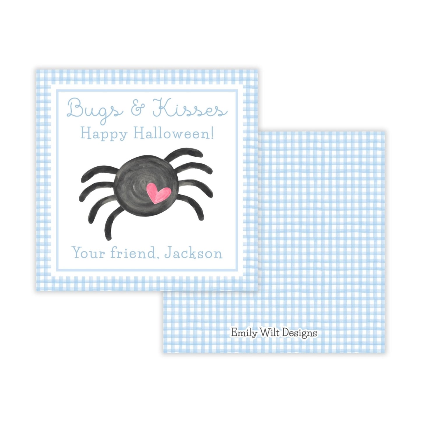 Kids Halloween Tags or Stickers - Bugs & Kisses (Blue)