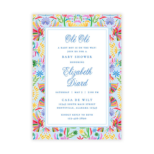 Fiesta Baby Shower Invitations - Blue