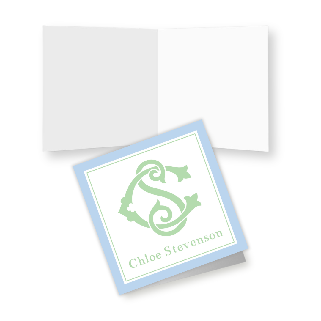 Monogram Chic Personalized Folded Gift Tags with Envelopes