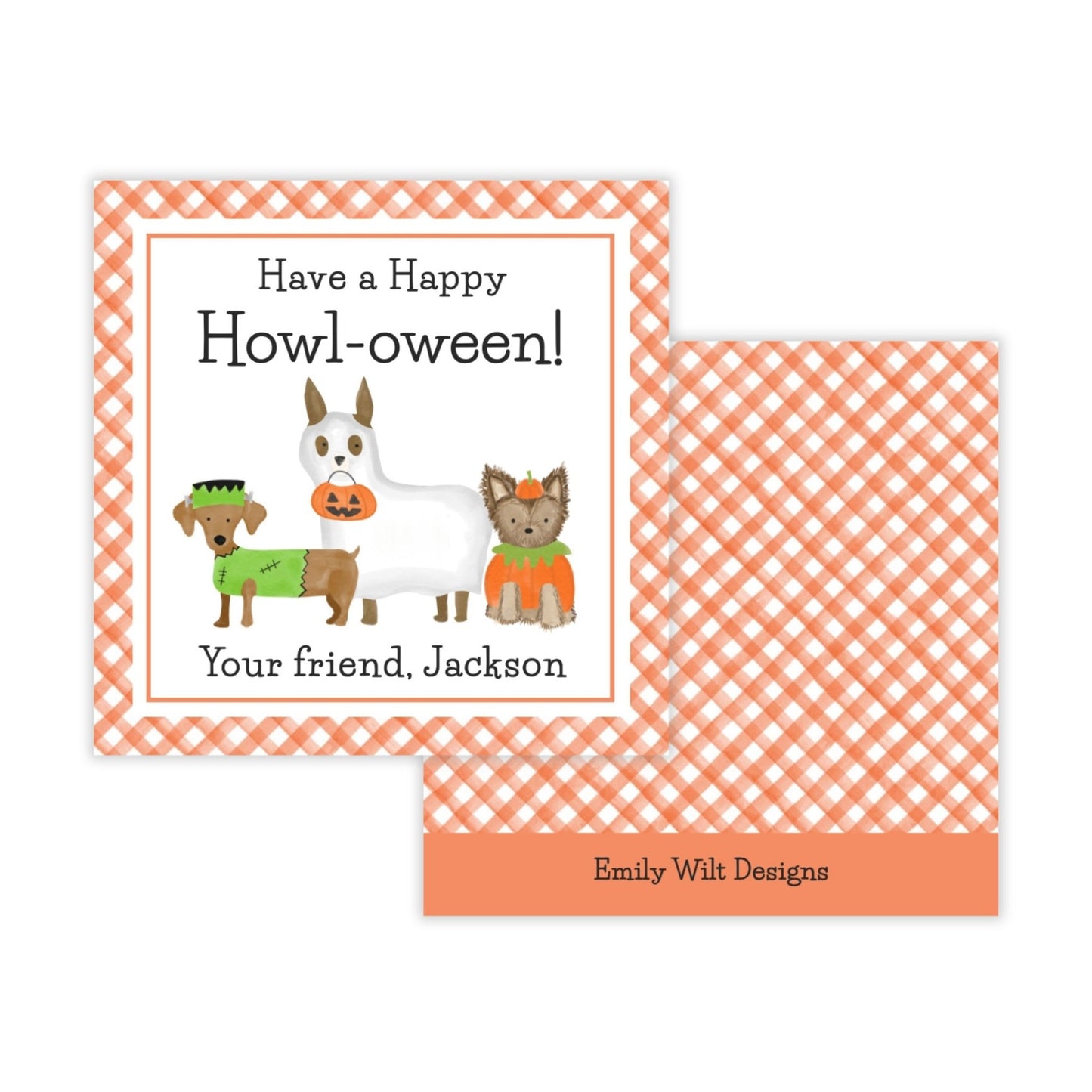 Kids Halloween Tags or Stickers - Dogs