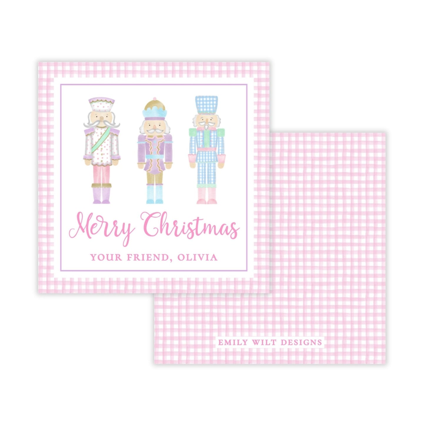 Holiday Gift Tags or Stickers for Kids - Nutcrackers (Pink)