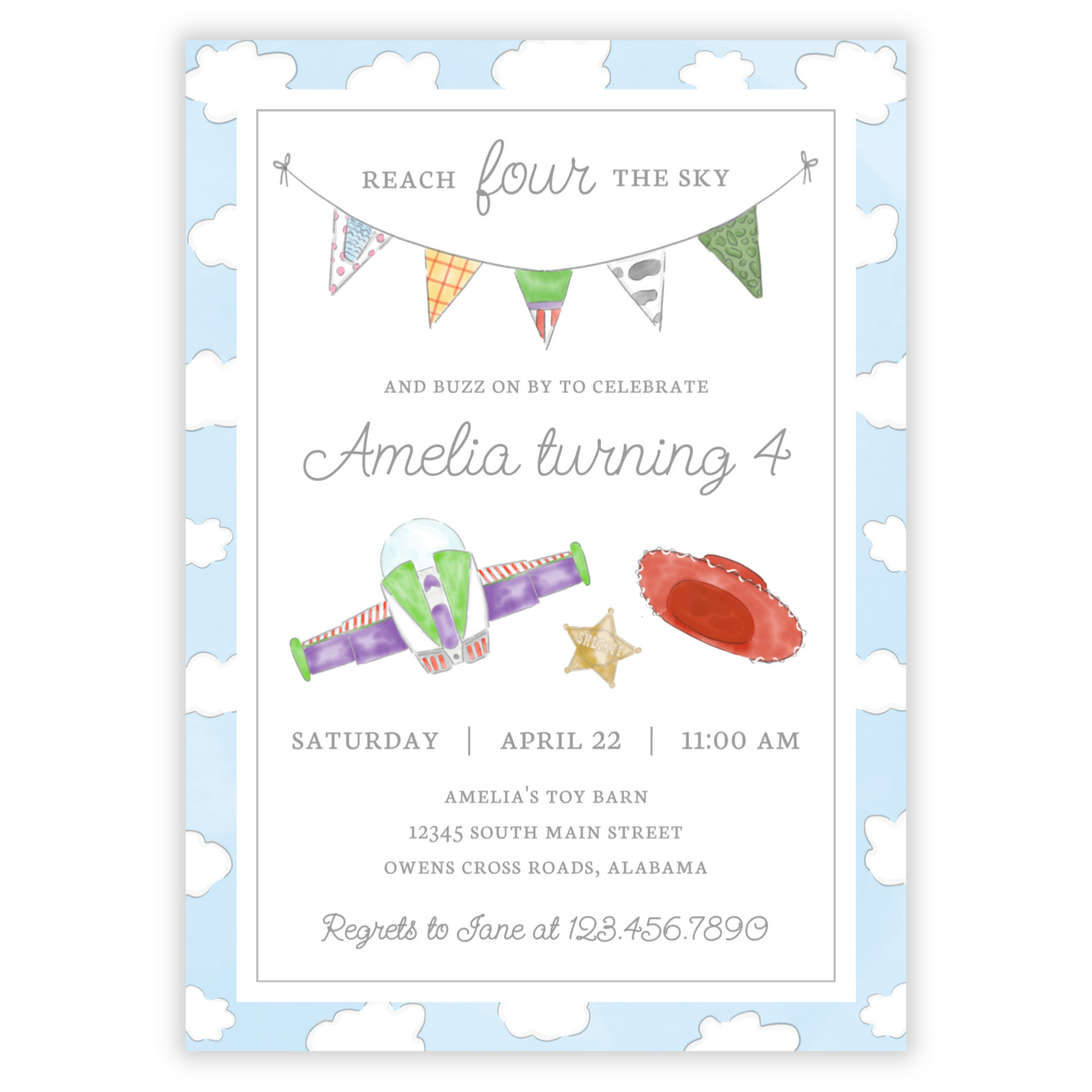 Toy Birthday Party Invitations - Girl