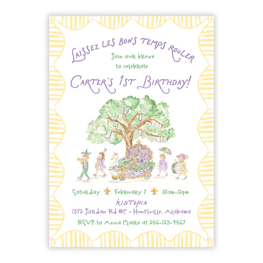 Mardi Gras Birthday Invitation for Kids