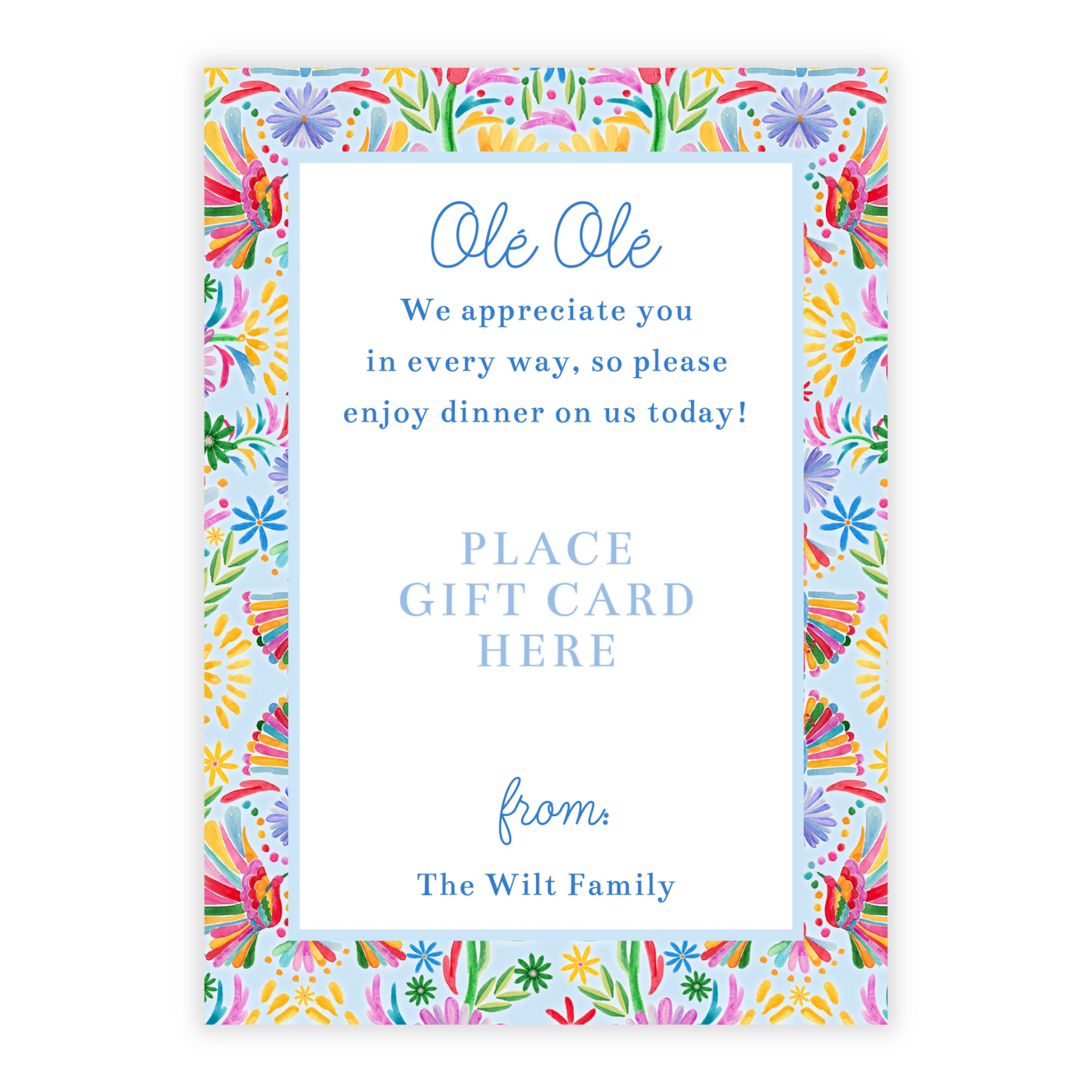 PRINTABLE Teacher Gift Card Holder - Fiesta, Dinner on Us