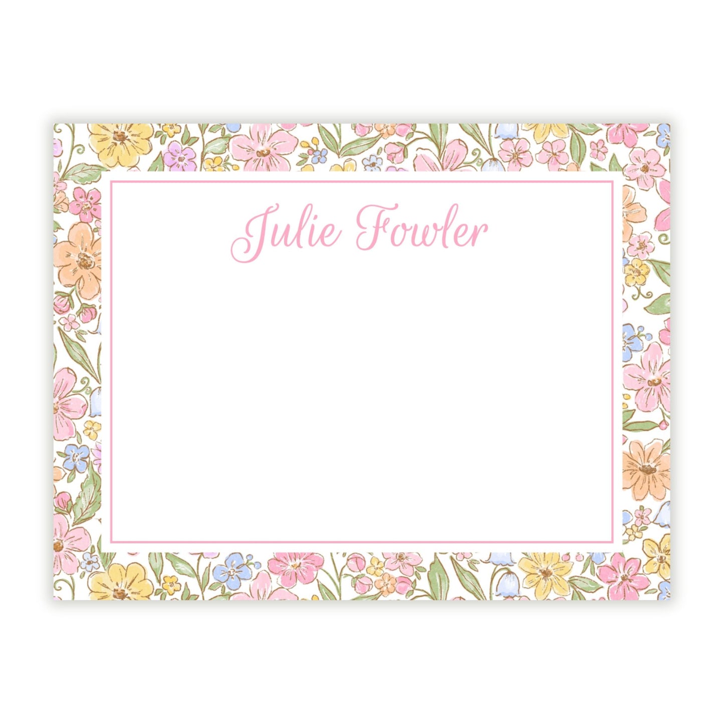 Festive Ditsy Floral Personalized Note Cards