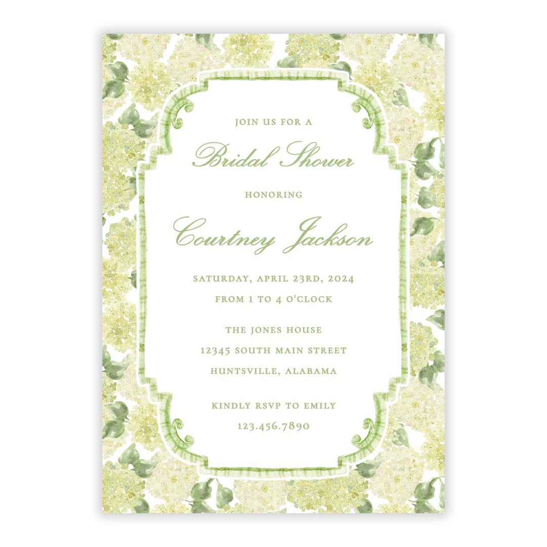 Limelight Hydrangea Bridal Shower Invitations
