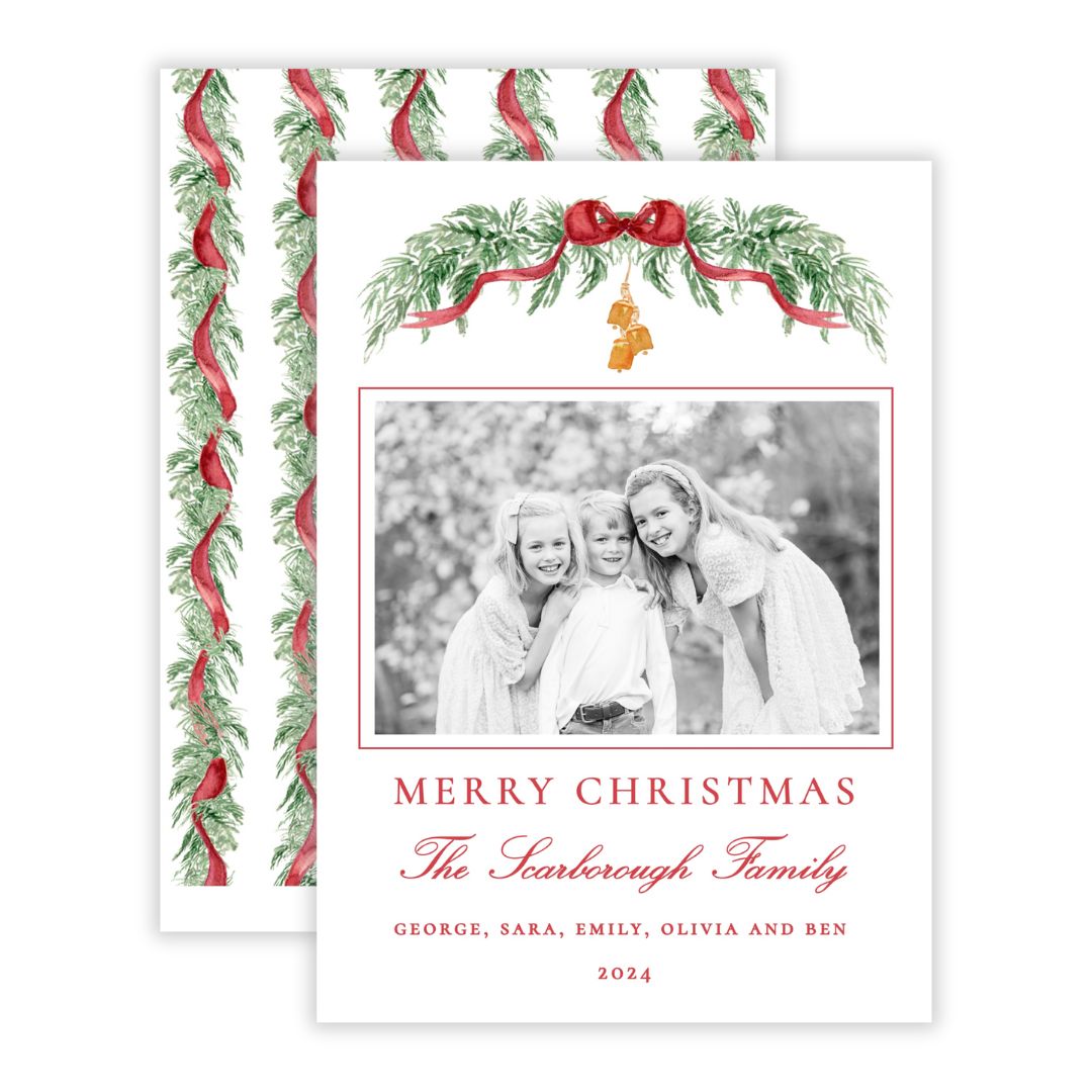 Christmas Photo Card - Traditional Glam (Landscape Photo)