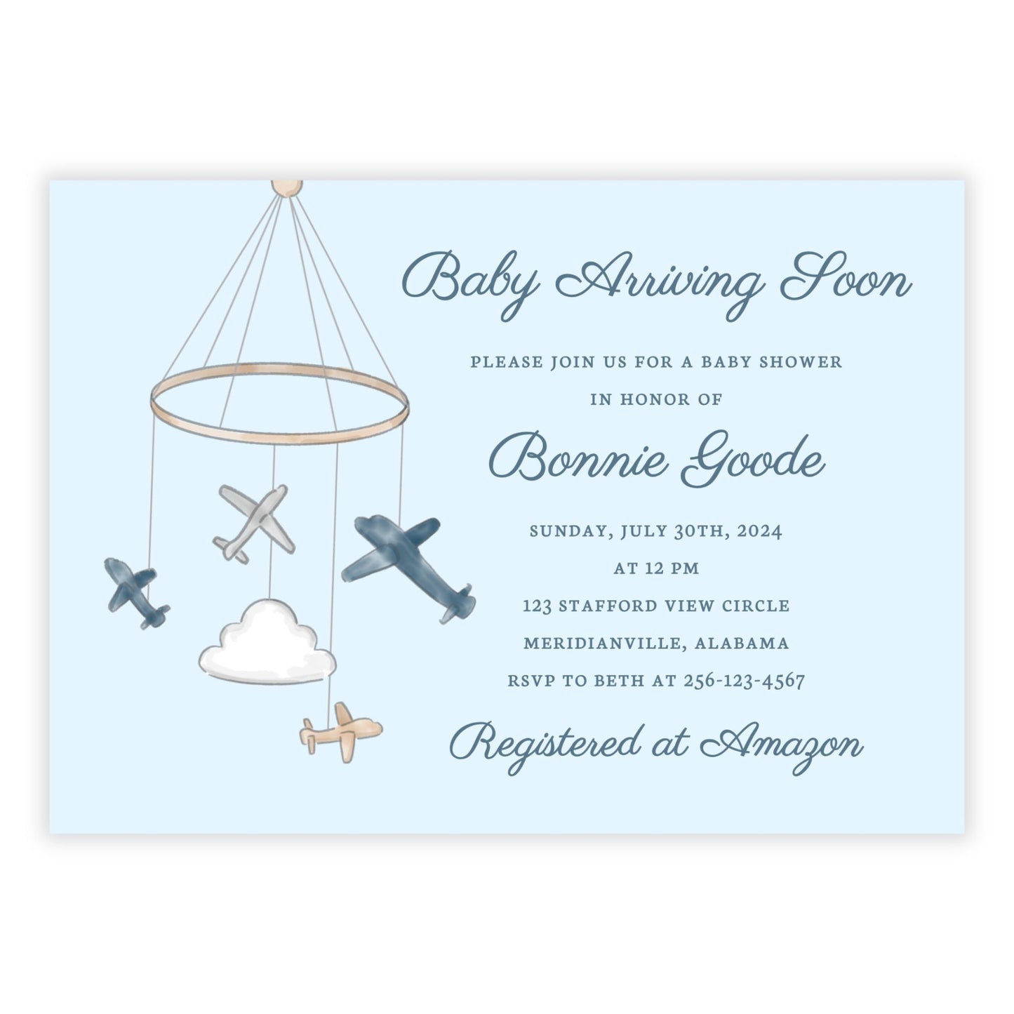 Airplane Baby Shower Invitations