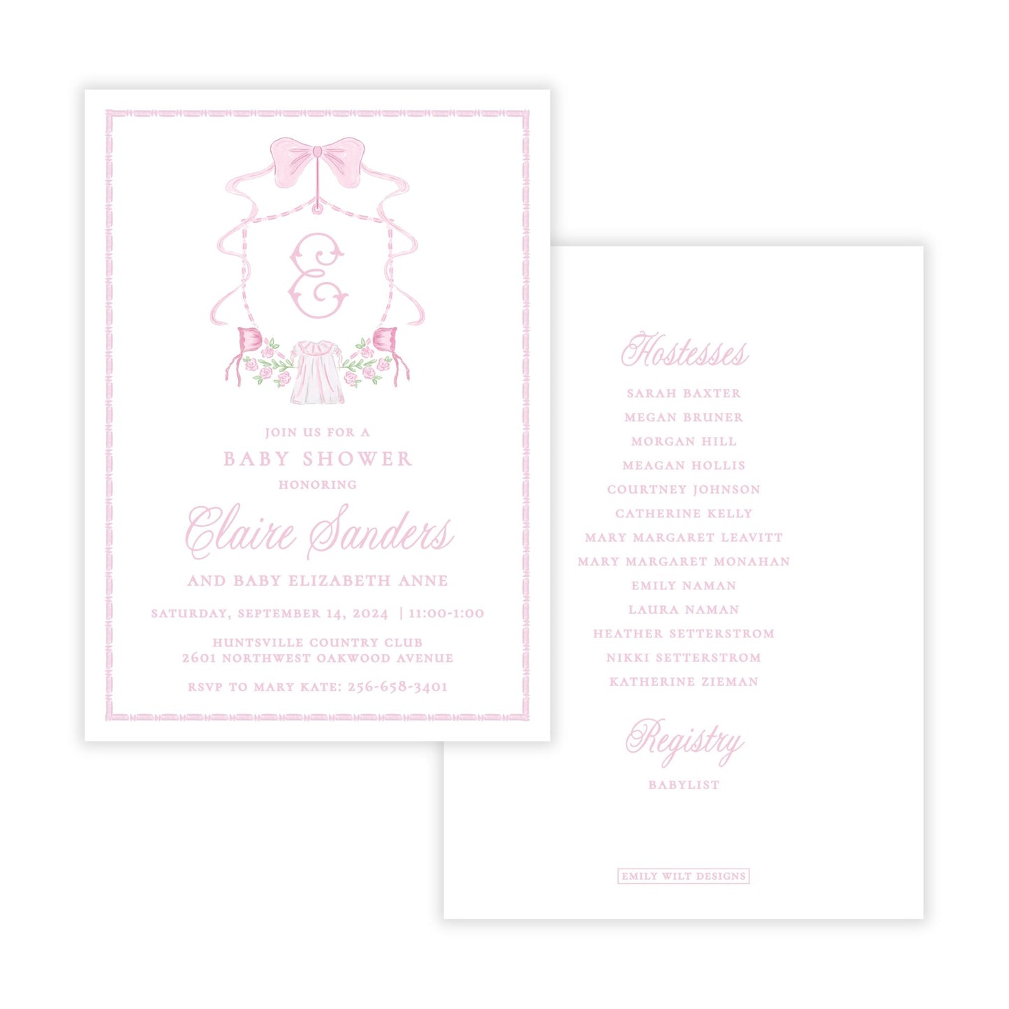 Heirloom Baby Shower Invitations - Pink