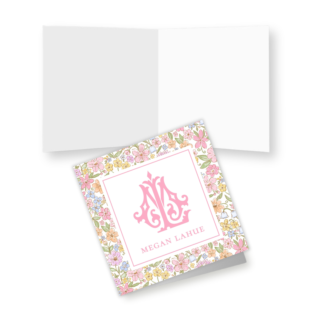 Festive Ditsy Floral Personalized Folded Gift Tags with Envelopes