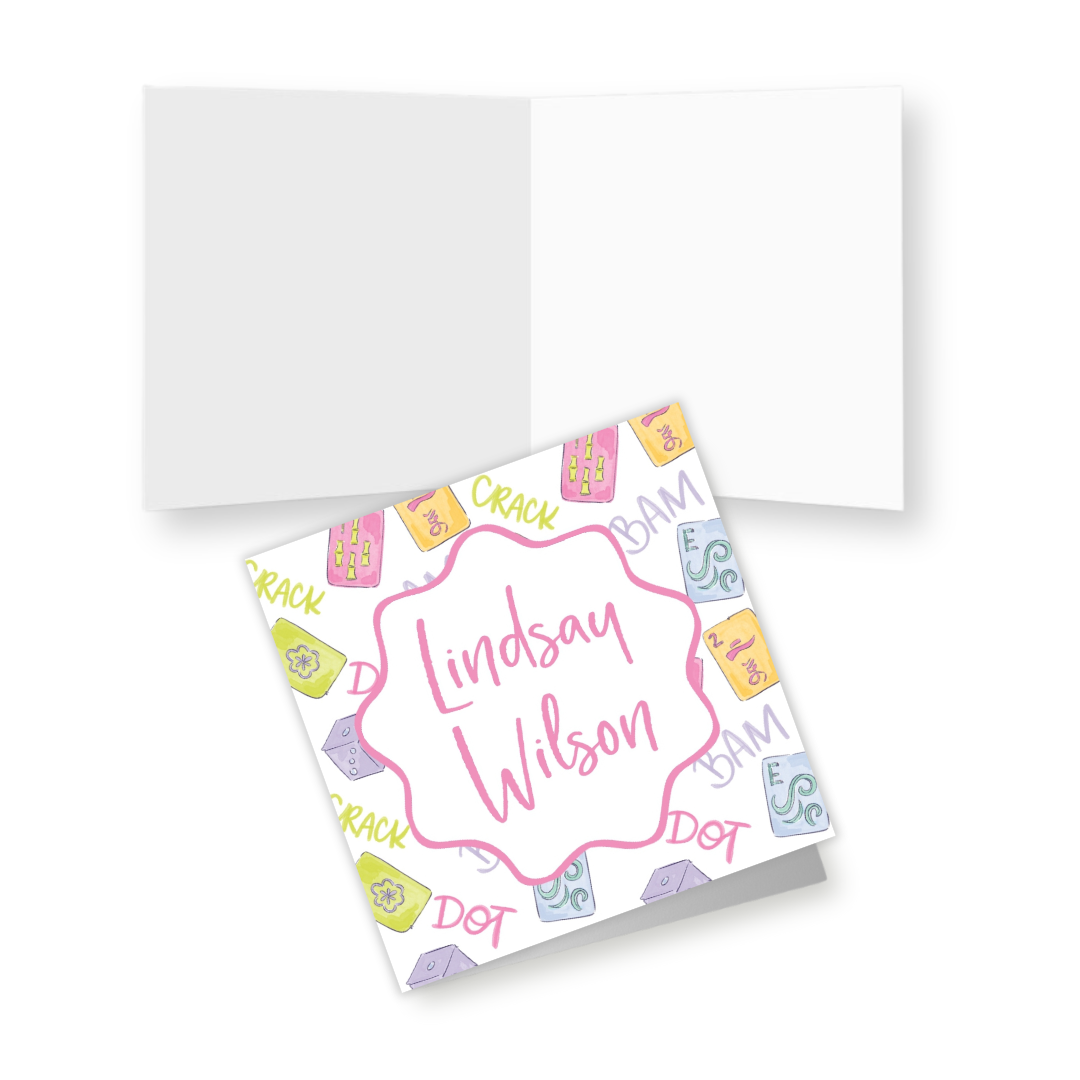 Mahjong Personalized Folded Gift Tags with Envelopes