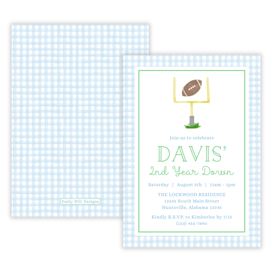 Football Birthday Invitation (Gingham)