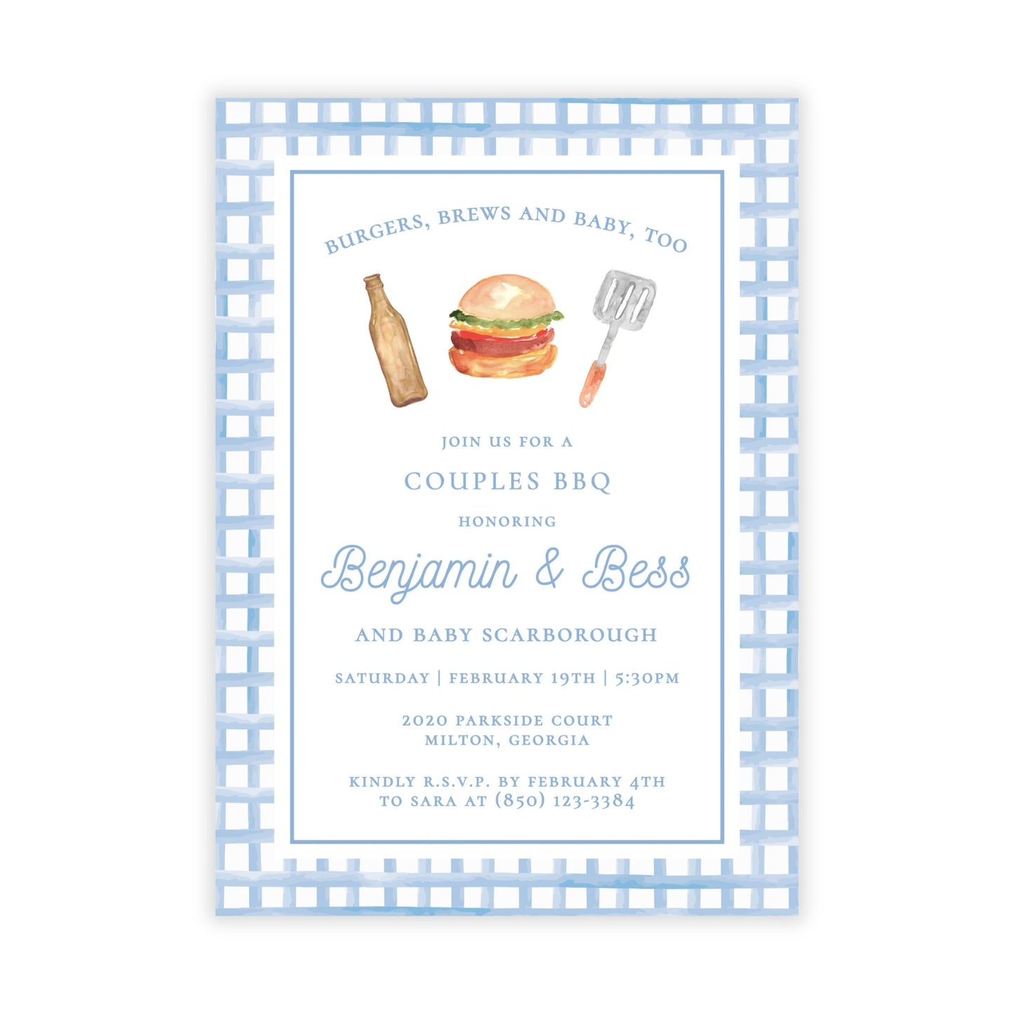 BBQ Baby Shower Invitations - Blue