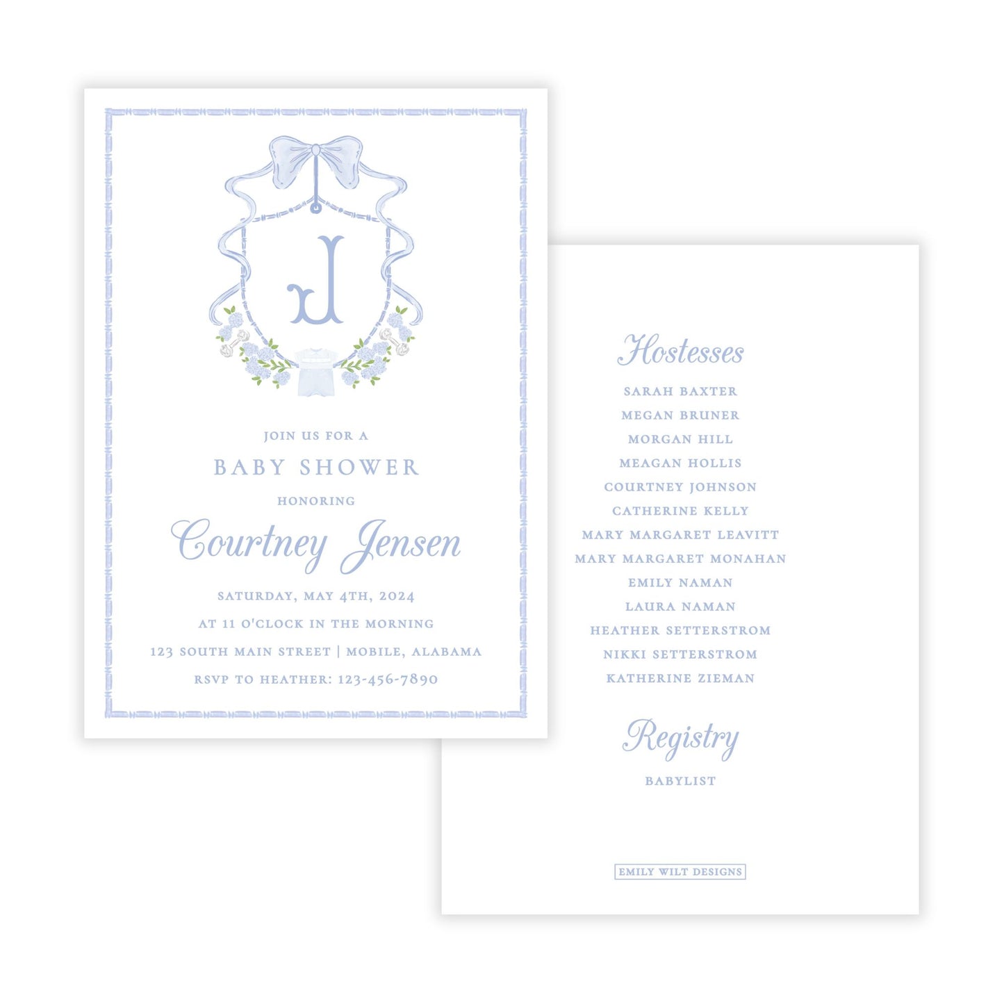 Heirloom Baby Shower Invitations - Blue
