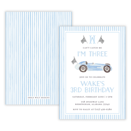 Race Car 3rd Birthday Invitations