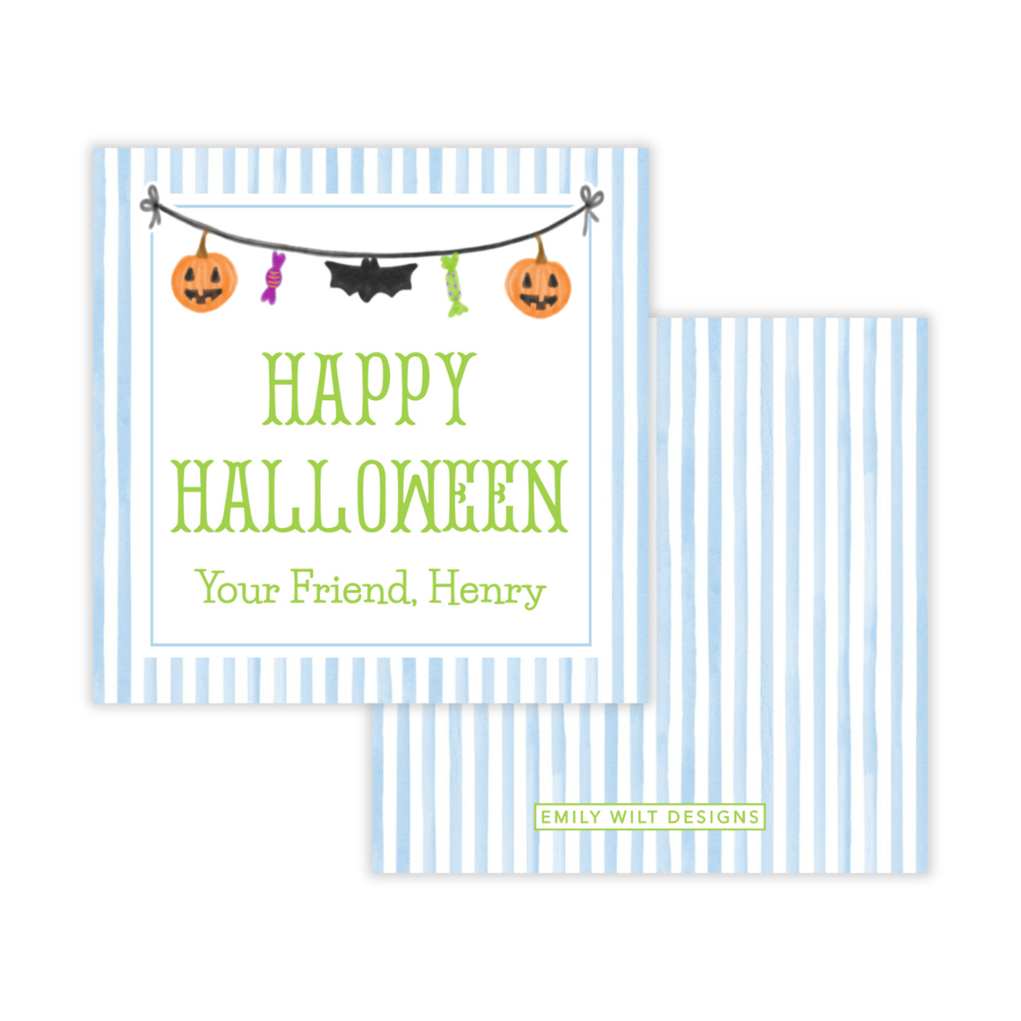 Kids Halloween Tags or Stickers - Halloween Garland (Blue)