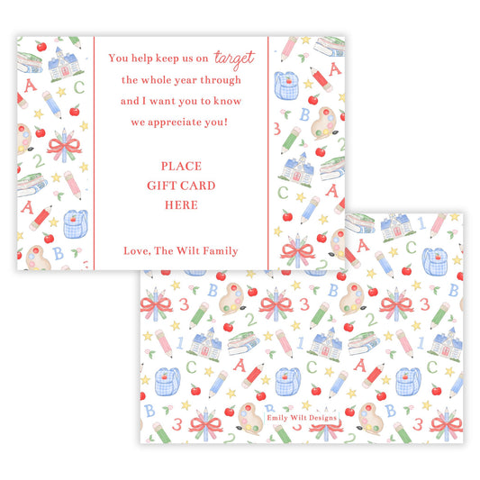PRINTABLE Teacher Gift Card Holder - Preppy School Days, On Target