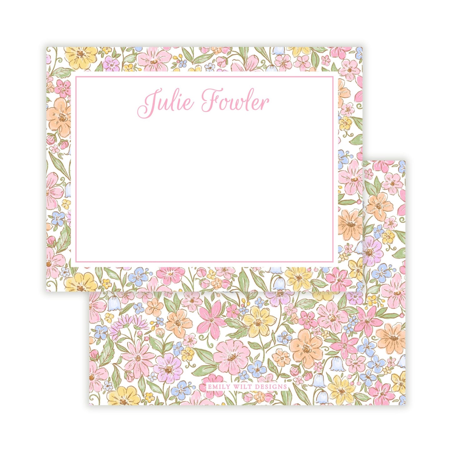 Festive Ditsy Floral Personalized Note Cards