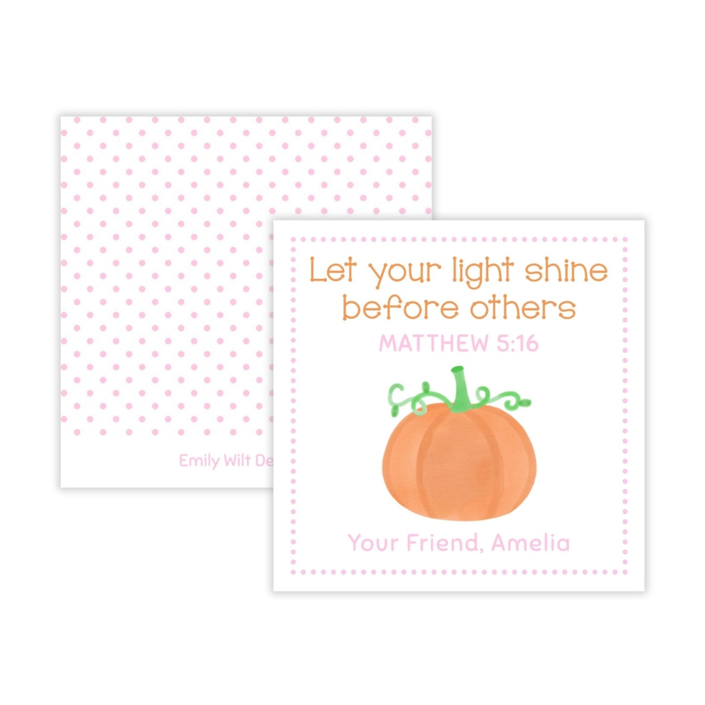 Kids Halloween Tags or Stickers - Light Shine Scripture (Pink)