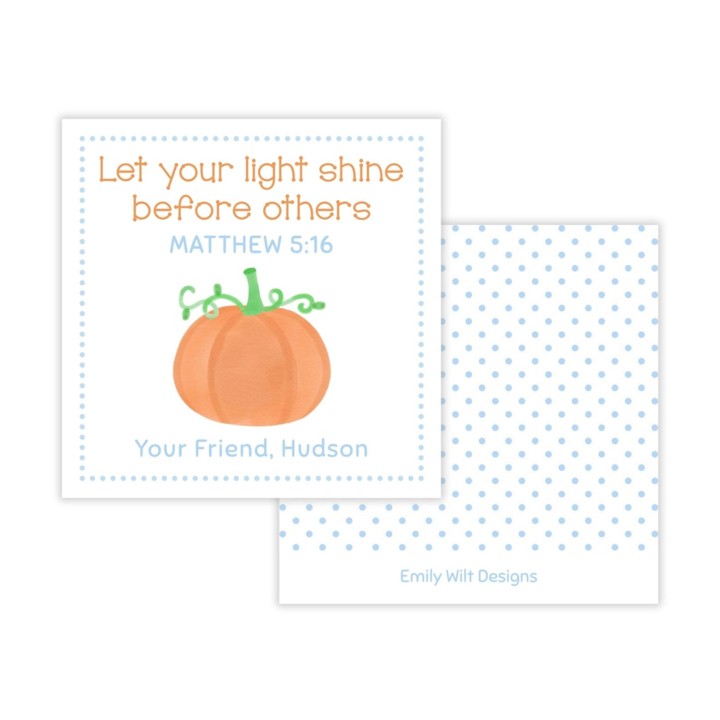 Kids Halloween Tags or Stickers - Light Shine Scripture (Blue)