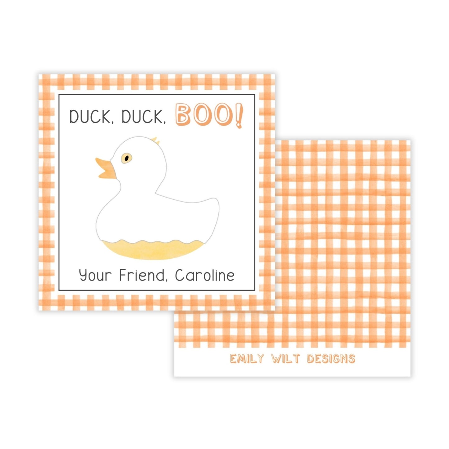Kids Halloween Tags or Stickers - Duck Duck BOO