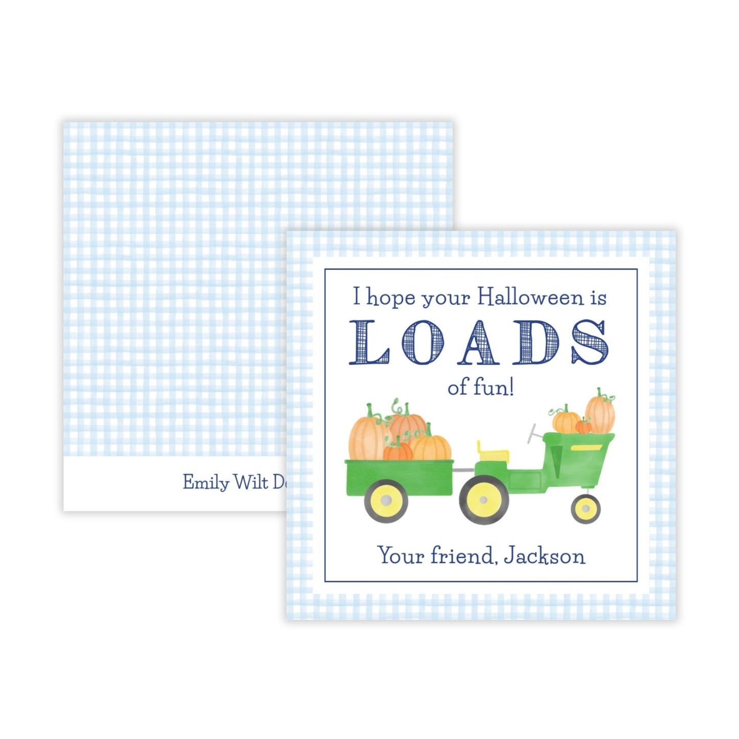 Kids Halloween Tags or Stickers - Tractor