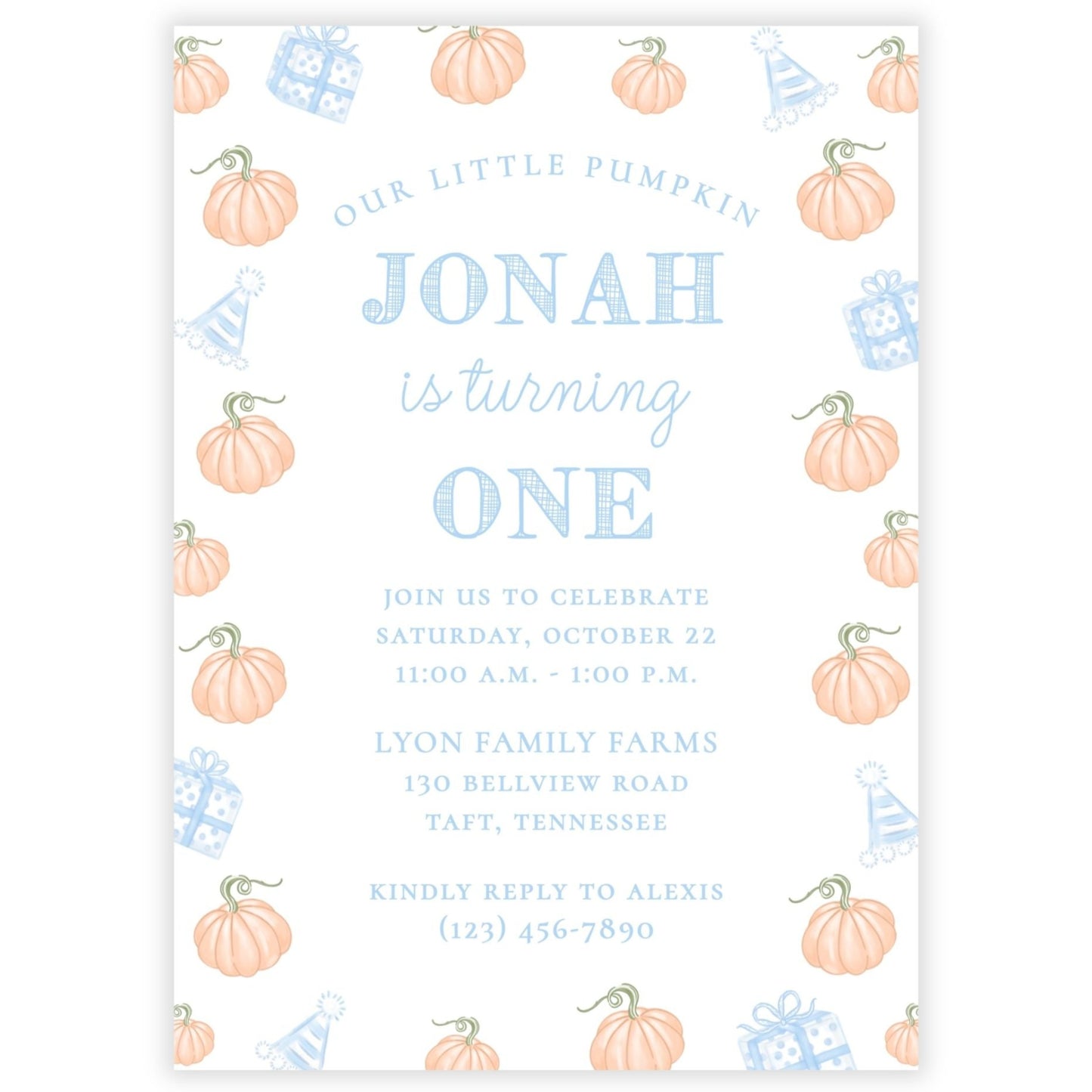 Pumpkin Party Invitations (Blue)