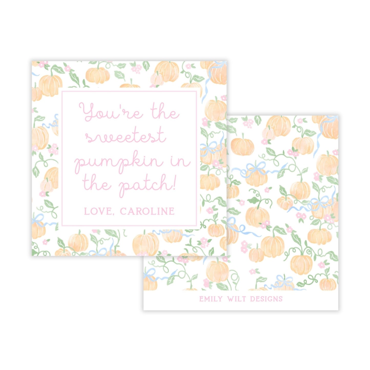Kids Halloween Tags or Stickers - Sweetest Pumpkin in the Patch (Pink)