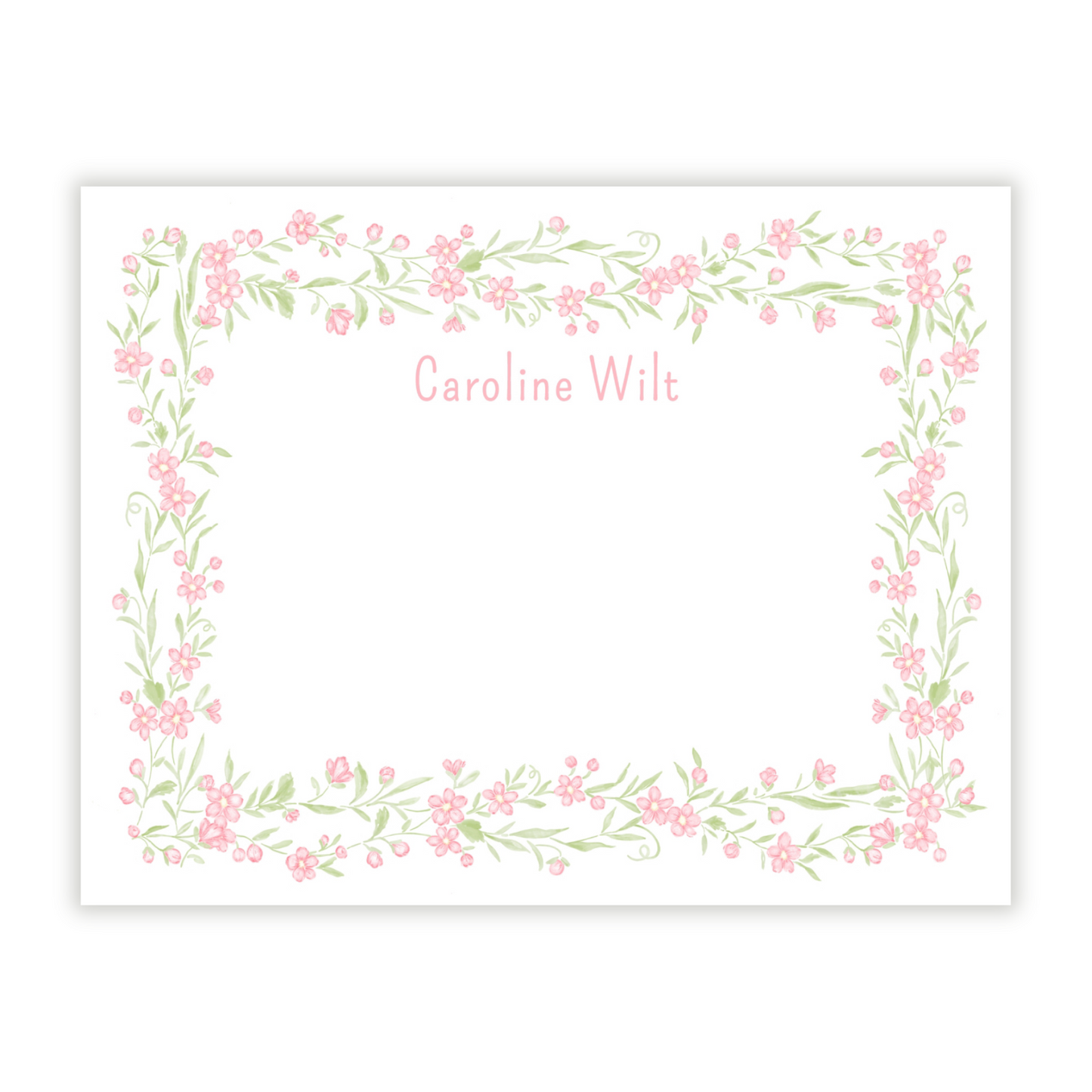 Pink Floral Toile Personalized Note Cards