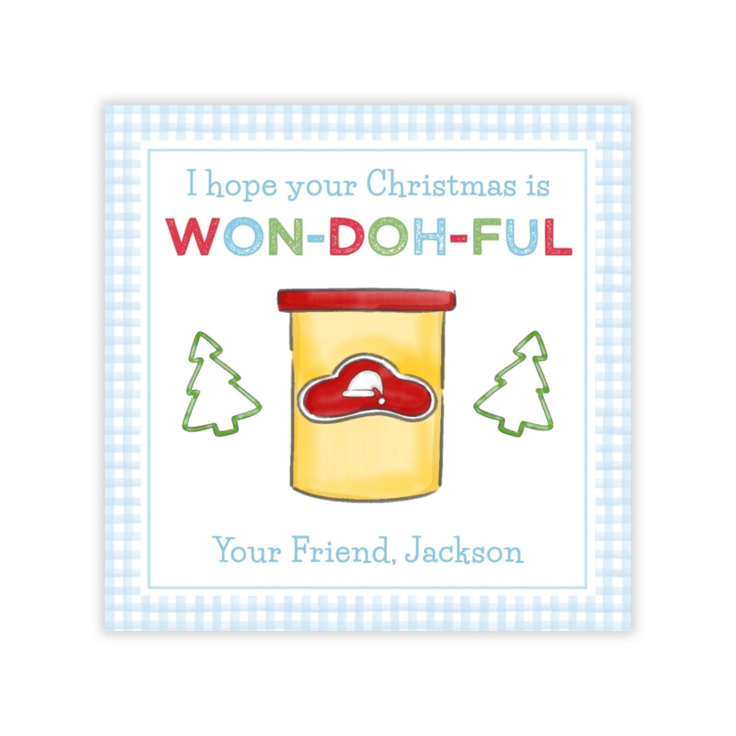 Holiday Gift Tags or Stickers for Kids - Holiday Doh (Blue)