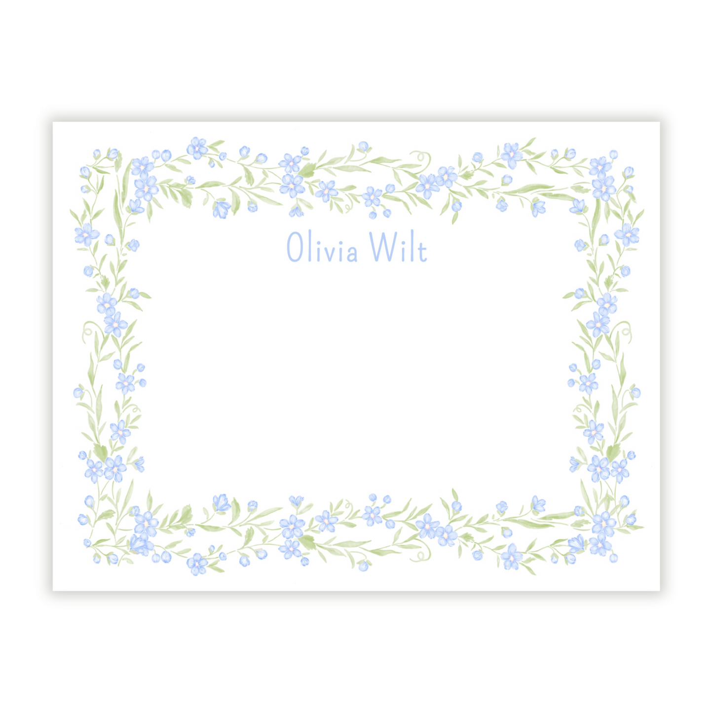 Blue Floral Toile Personalized Note Cards