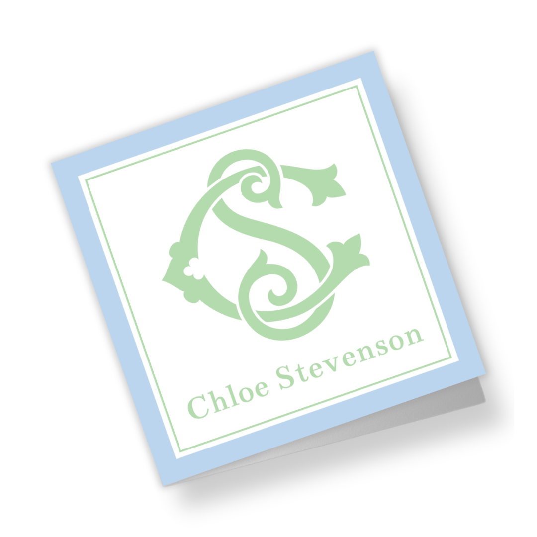 Monogram Chic Personalized Folded Gift Tags with Envelopes