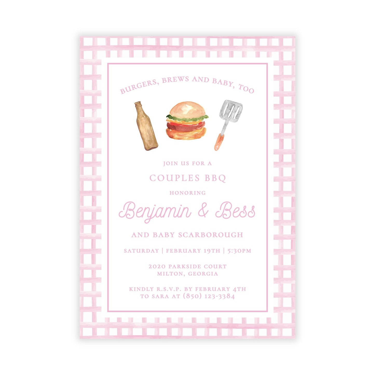 BBQ Baby Shower Invitations - Pink