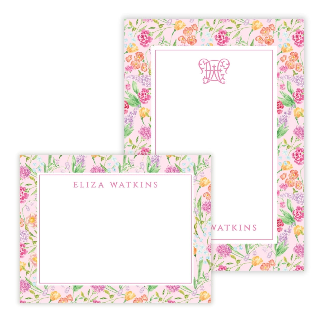 Genevieve's Garden Frame Pink Personalized Stationery Gift Set (Custom Bundle)
