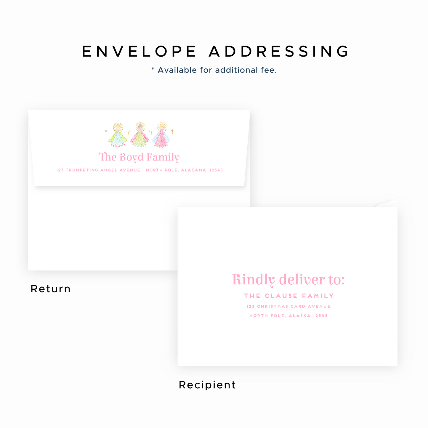 Christmas Photo Card - Christmas Angels, Pink - Landscape