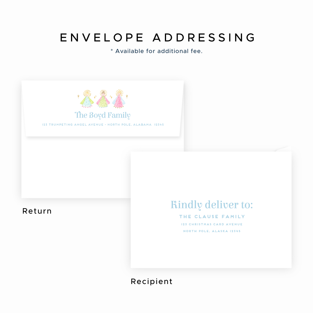 Christmas Photo Card - Christmas Angels, Blue - Landscape