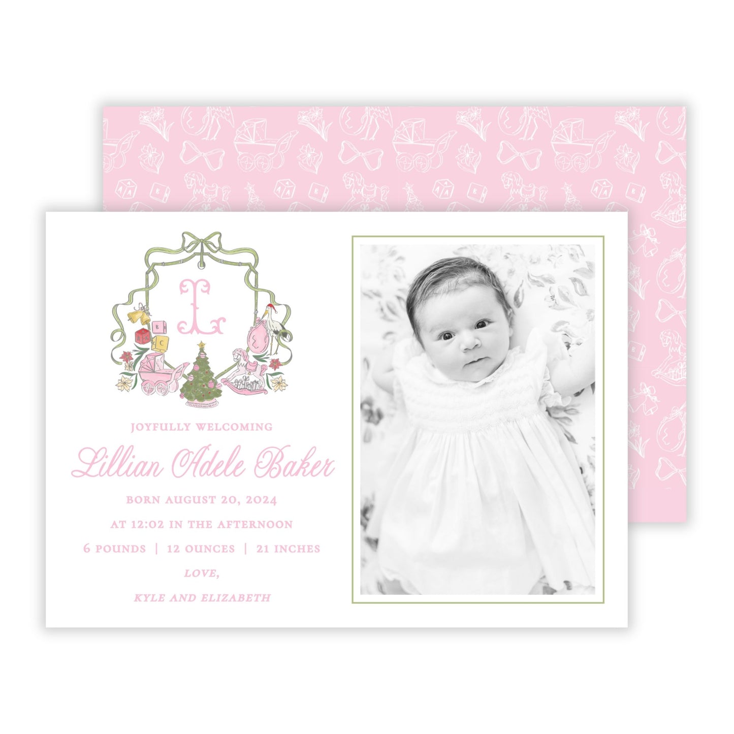 Christmas Photo Card - Special Delivery, Pink (Portrait Photo)