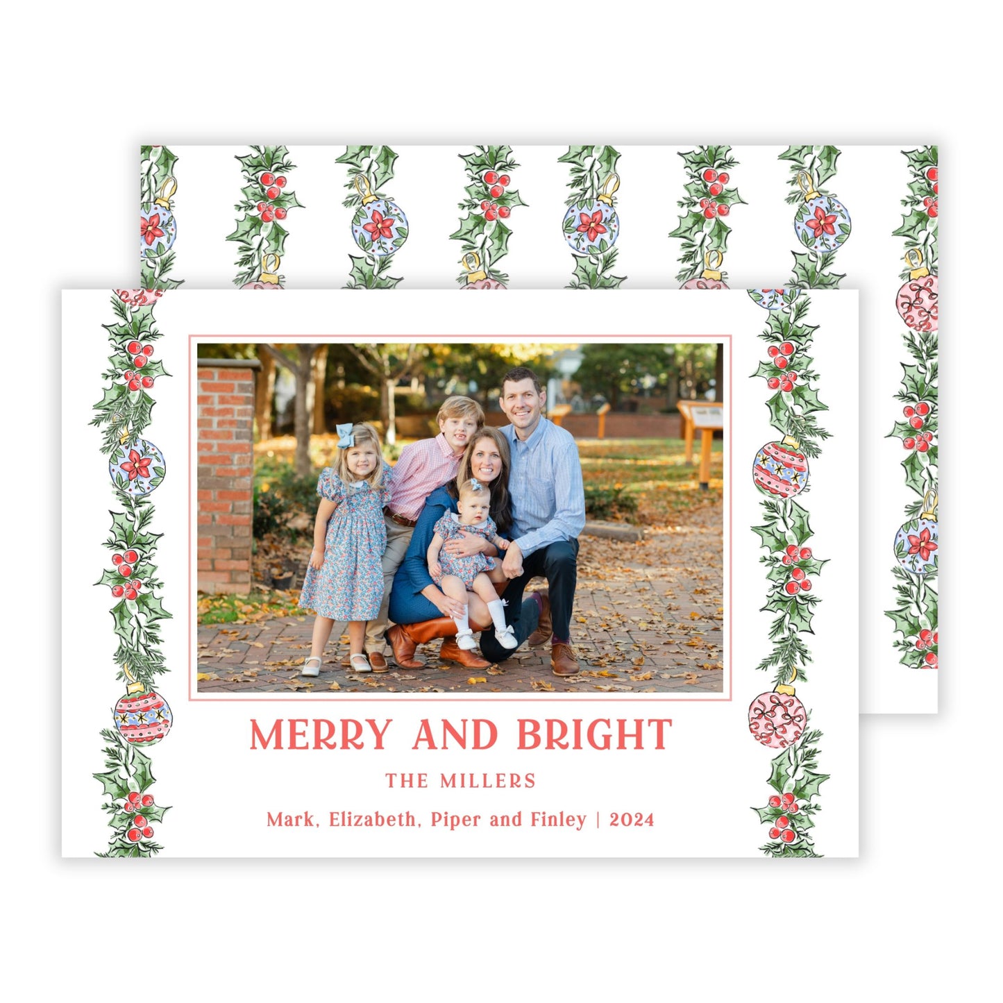 Christmas Photo Card - Ornamental Holly (Landscape)