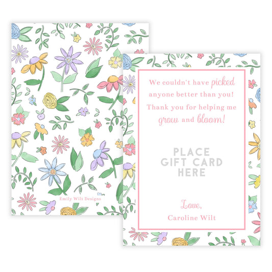 PRINTABLE Teacher Gift Card Holder - Bloom, Pink