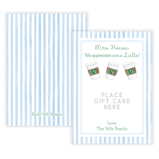 PRINTABLE Teacher Gift Card Holder - Coffee, Blue