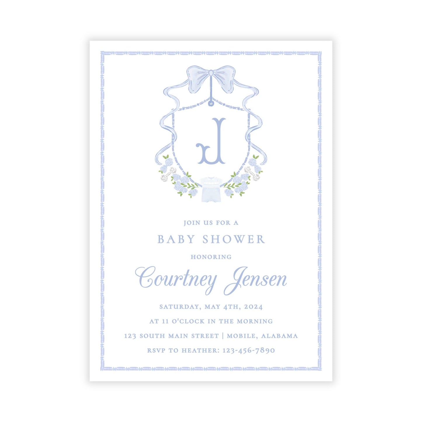 Heirloom Baby Shower Invitations - Blue