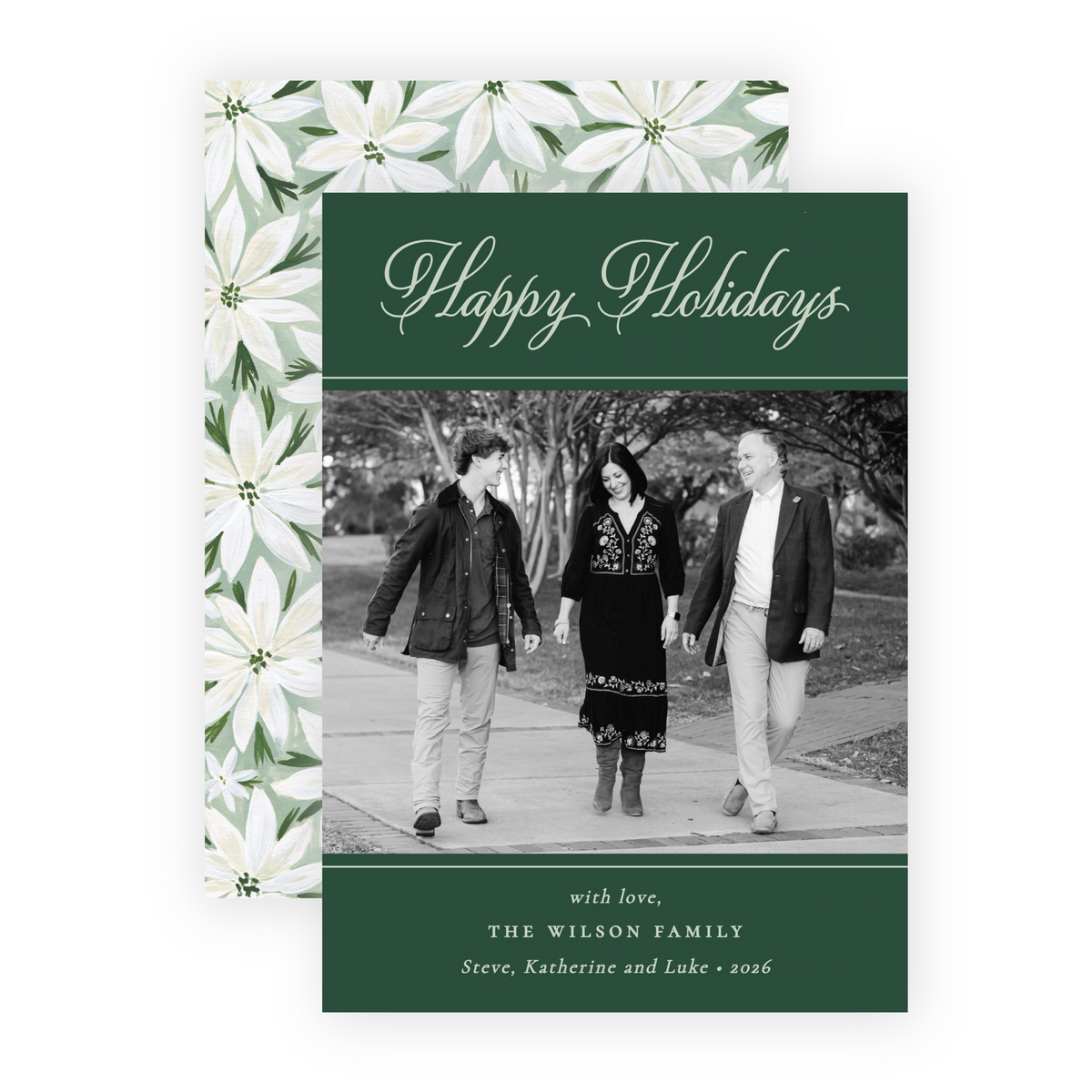 Christmas Photo Card - White Poinsettias 6