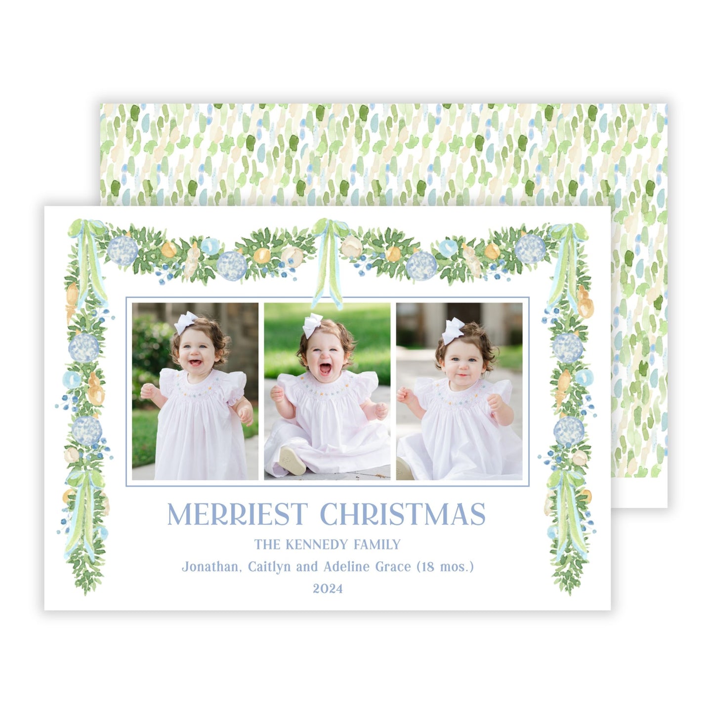 Christmas Photo Card - Luxe Noel Garland (3 Photos)