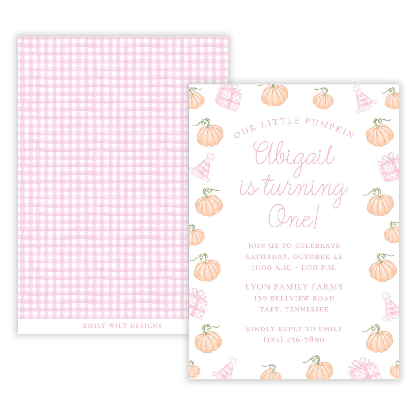 Pumpkin Party Invitations (Pink)