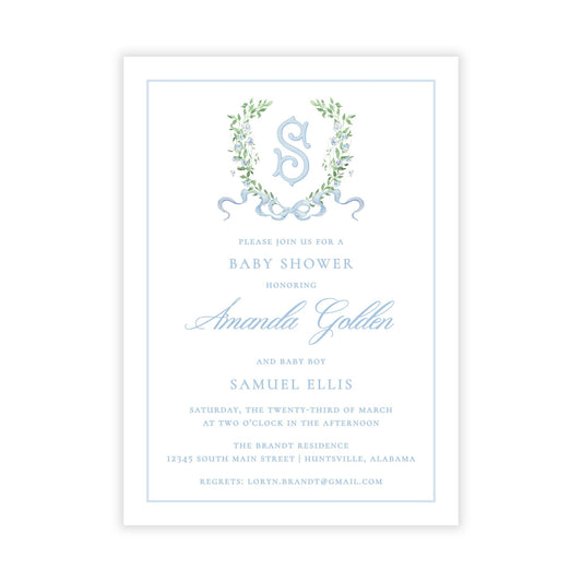 Give Me Flowers Baby Shower Invitations - Blue