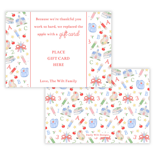 PRINTABLE Teacher Gift Card Holder - Preppy School Days